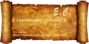 Eisenberger Cirjék névjegykártya